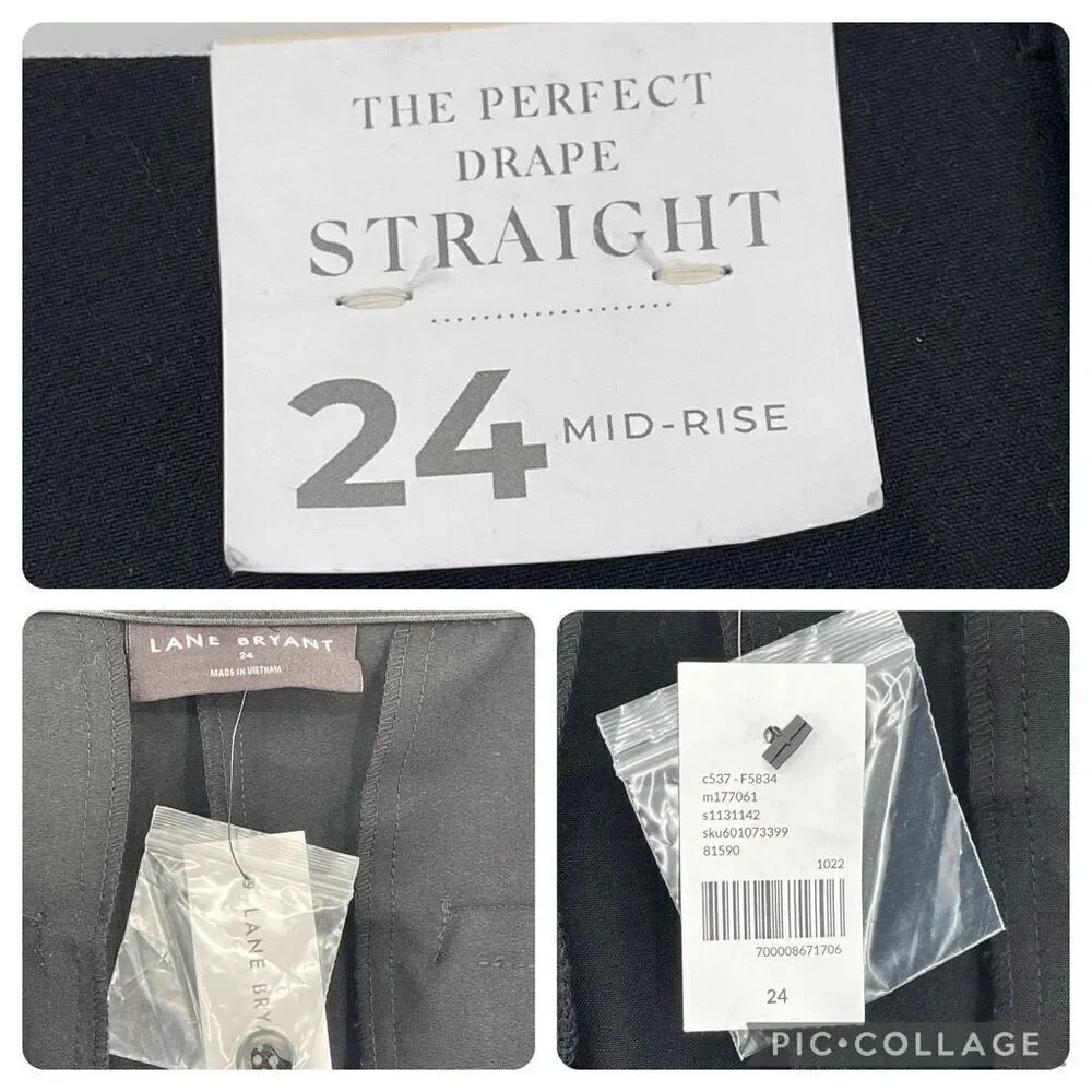 Lane Bryant Signature Fit Sequin Side‎ Tape The Perfect Drape Straight Pant 24